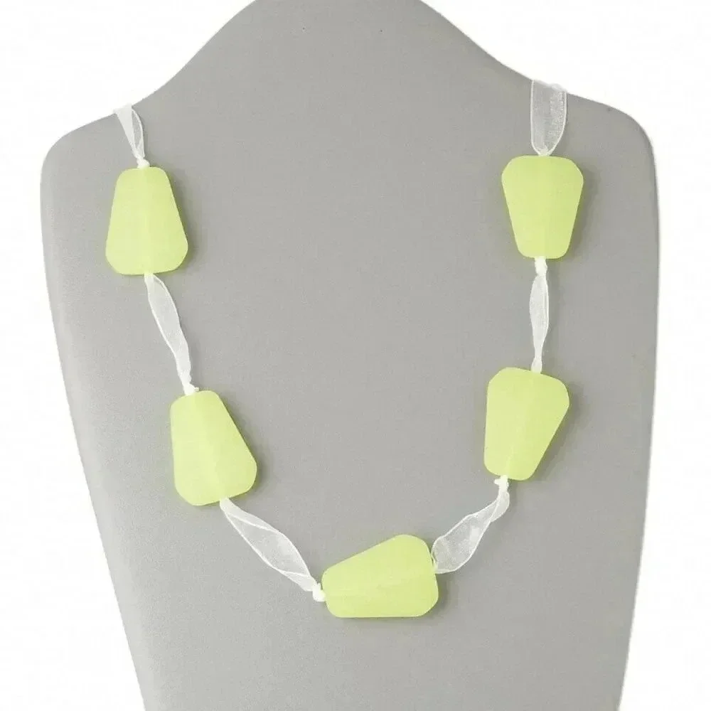 Chunky Retro Frosted Pale Lime Trapezoid Adjustable 50